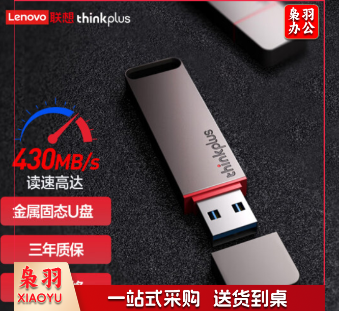 ThinkPad 联想thinkplus移动固态闪存优盘USB3.1高速传输U盘金属商务U盘电脑优盘 TU100 Pro灰色 【128G】 