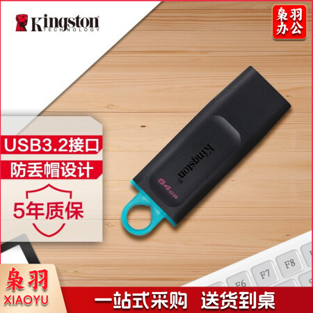 金士顿（Kingston）64GB USB3.2 Gen 1 U盘 DTX 时尚设计 轻巧便携