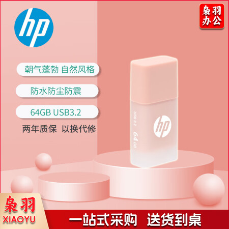 惠普(HP)128GB USB3.2gen 1 U盘 x768 暖心粉橘 高速商务可爱创意优盘 学生u盘