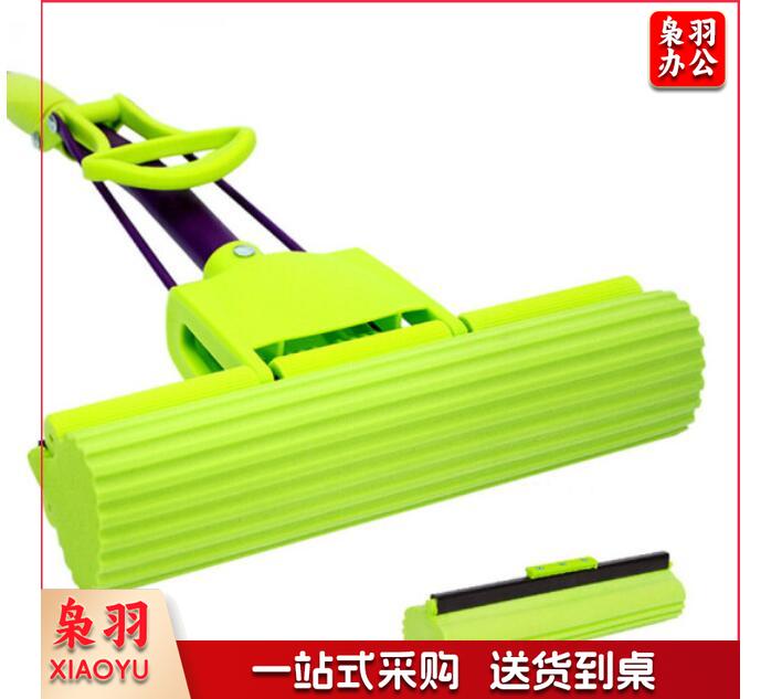 妙洁（MIAOJIE）海绵拖把 家用办公室吸水墩布懒人免手洗自动胶棉托地板挤水式清洁伸缩长杆工具刮水神器 共2个替换头（可当天配送发货）