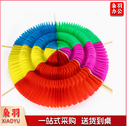 手翻花学校大型团体操运动会开幕式合唱道具舞蹈翻花道具变色扇子双色32cm