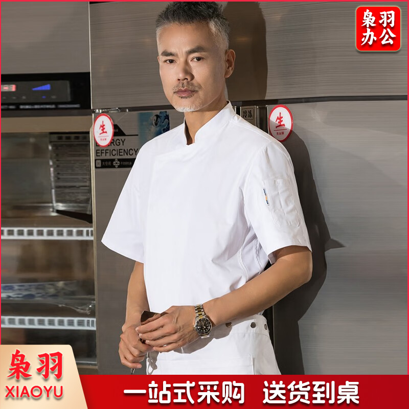 巨联 厨师 工作服 短袖夏季带透气网