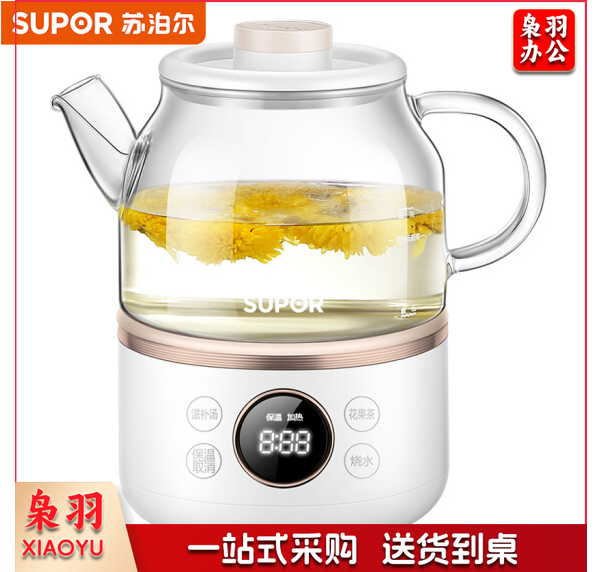 苏泊尔(SUPOR)SW-06Y23B 养生壶迷你小煮茶器花茶壶 电水壶烧水壶电热水壶 保温煮茶壶玻璃 0.6L养生杯