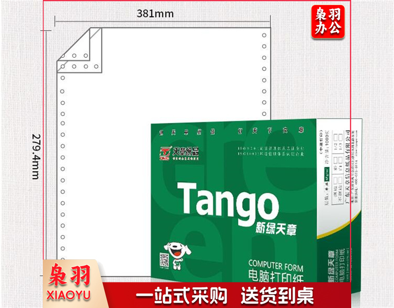 天章(TANGO)打印纸 二联整张针式打印纸 381-2(全白)