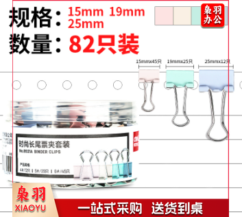 得力8521A时尚长尾票夹套装(混)(筒)