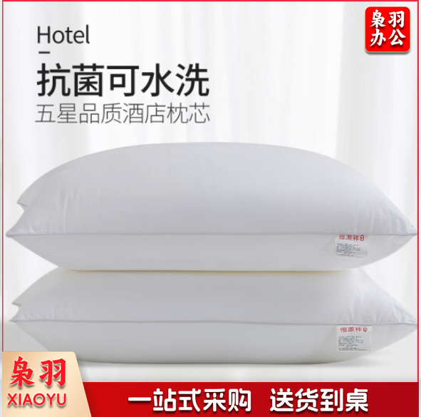 恒源祥全棉抗菌刺绣枕芯颈椎枕星级酒店枕头一对装升级高弹【中枕对装】