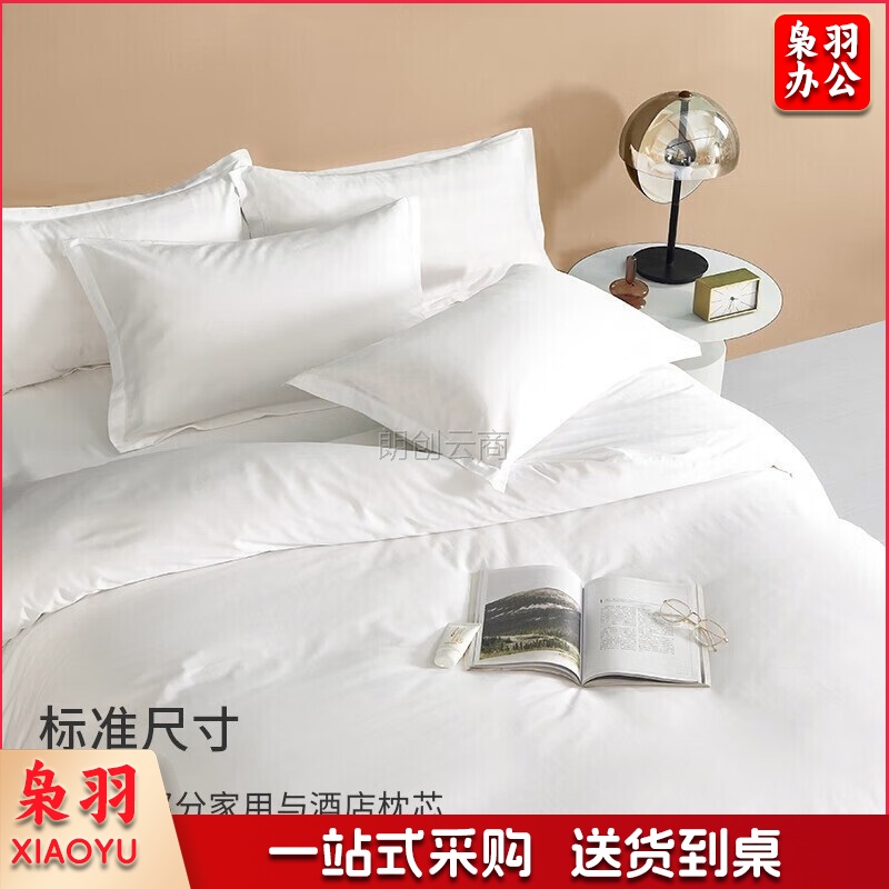 枕头套一对装 酒店60支纯棉枕套 纯色单人枕芯套  白色 48*74cm