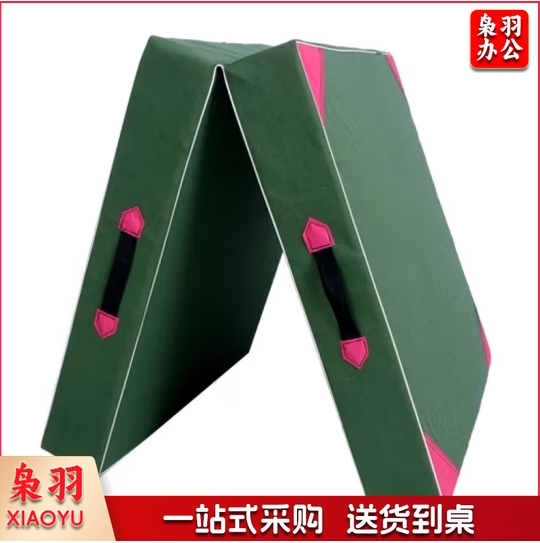 体操垫仰卧起坐垫叠军绿色保护垫 1.2*0.6*0.1m珍珠棉有机硅防水帆布 二折体操垫120*60*10cm