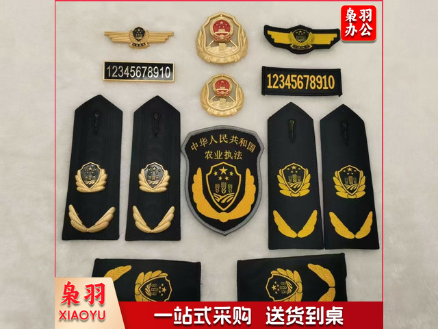 六部门标识标志(大帽徽+小帽徽+硬肩章+软肩章+套肩+臂章+金属胸徽+丝织胸徽+金属胸号+丝织胸号+领带+皮带)