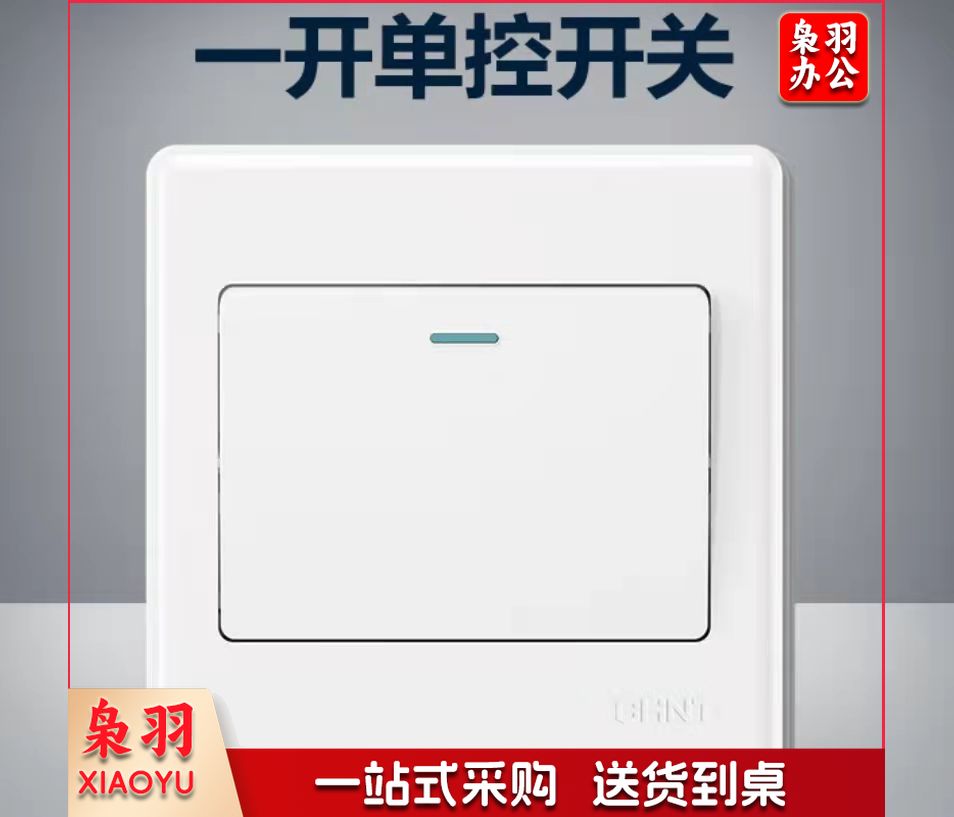 正泰(CHNT)开关插座墙壁面板家用86型面板一联单控开关一开单控NEW7M白色