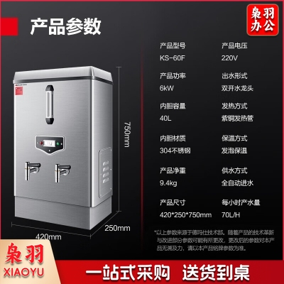 德玛仕 DEMASHI KS-60F 开水器 商用电热开水机 全自动进水 304不锈钢 烧水器 220V