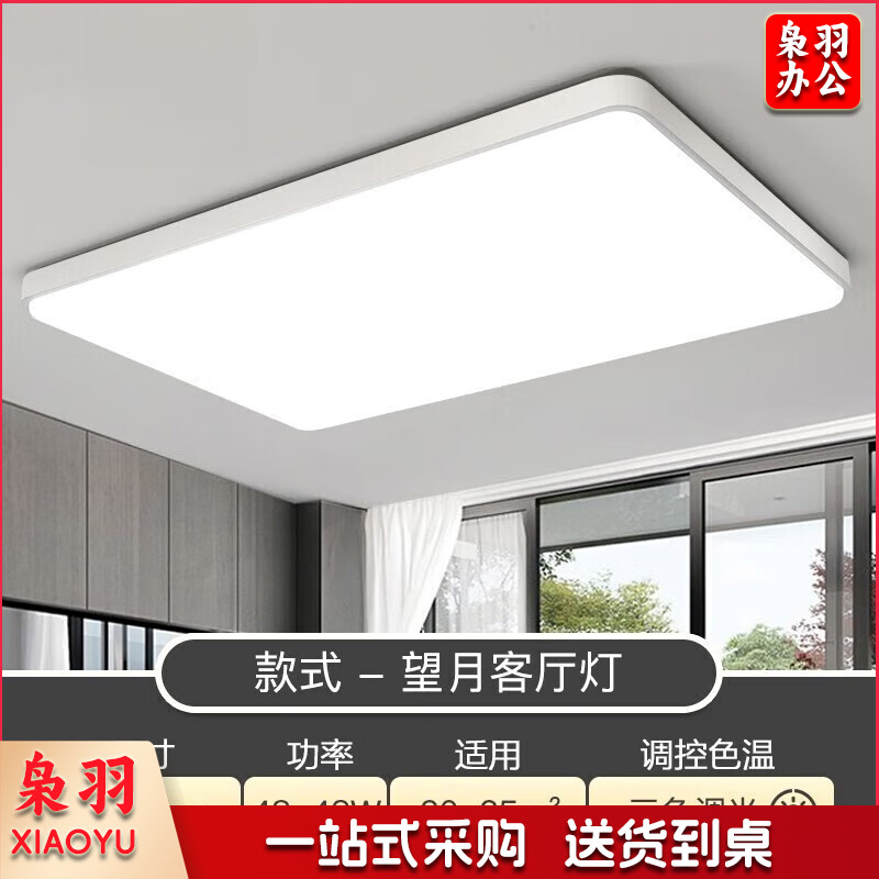 TCL照明客厅灯led吸顶灯简约客厅大灯餐厅卧室全屋三室两厅灯具套餐 特蕙96瓦三色80*50cm适20-25平