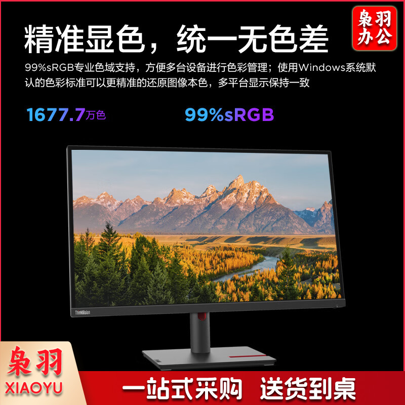 联想Thinkvision显示器高色域旋转支架设计绘图高清电脑显示器 27英寸/IPS技术/2K高清大屏T27h-30