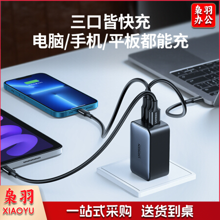 绿联（UGREEN）50653 小口红GaN氮化镓PD65W充电器套装 （1.5米双C线）