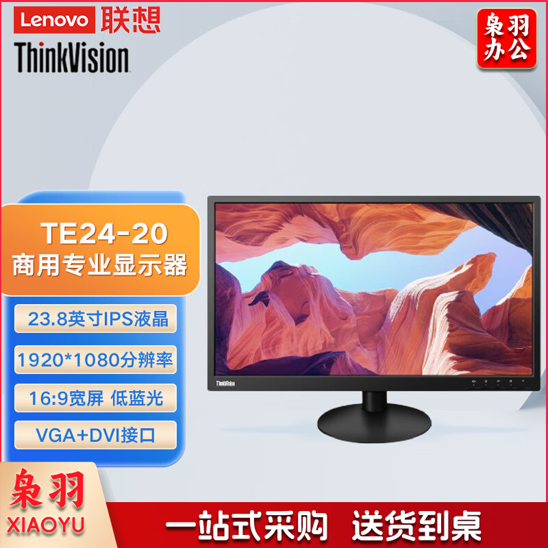 联想（Lenovo）ThinkVision TE24-20 23.8英寸16:9宽屏IPS液晶显示器（VGA+DVI）