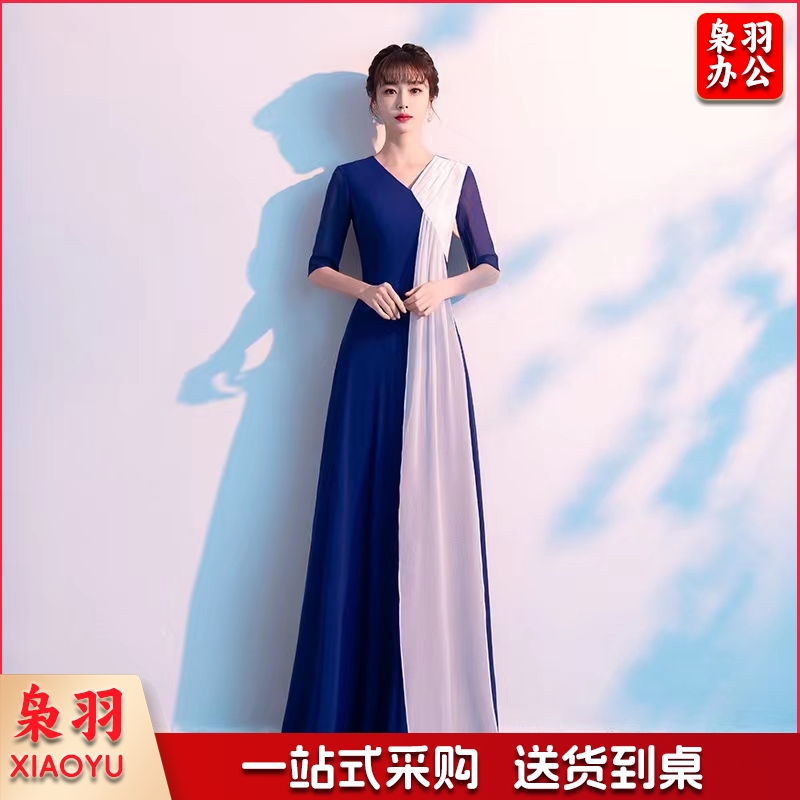 合唱礼服女 主持人礼服长裙合唱团演出服