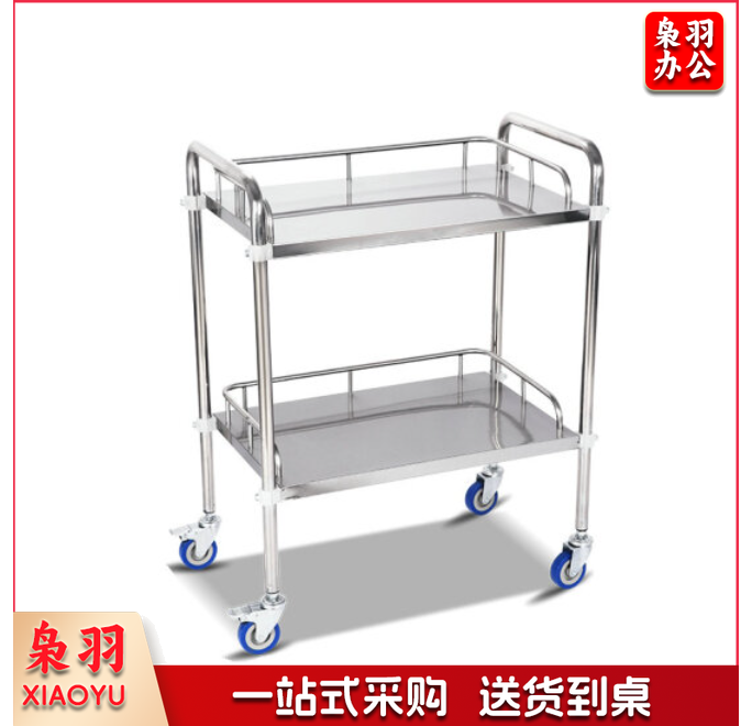 嘉世精选  不锈钢小推车 双层手推车 二层无抽屉
