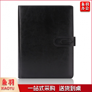 B5/16K 活页本_9孔商务活页皮面本_笔记本定制_奖品本(黑)