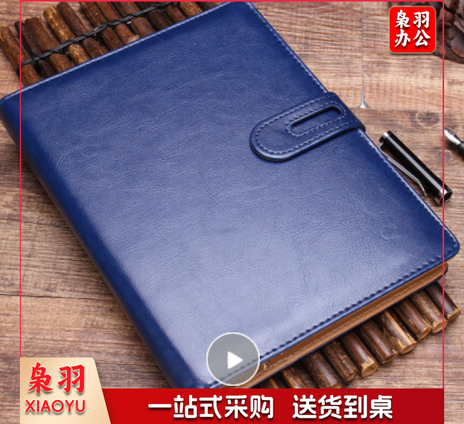 95张活页本_A5/25K   6孔商务活页皮面本_奖品本(蓝色)(可定制提前沟通)