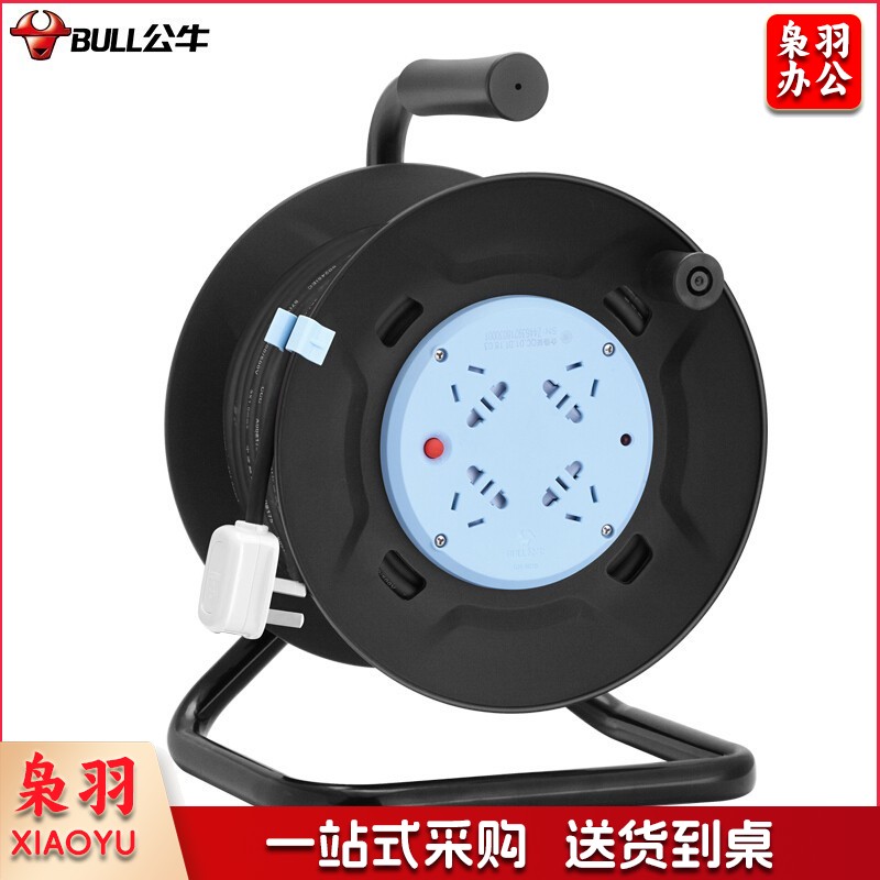 公牛（BULL）GN-8030工程接线盘移动电缆电线卷线盘/盘线轴工程地拖绕线盘拖线盘自接线 4位总控全长20米