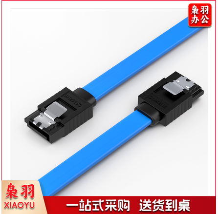 山泽（SAMZHE）高速SATA3代双通道数据线 弯对直 蓝色 0.48米 固态硬盘 SSD数据3UX-05B