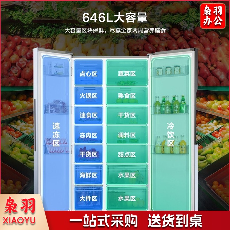 容声（Ronshen）646升对开门一级能效风冷无霜型家用变频双门二门超大容量可嵌入式双开门两开门电冰箱 BCD-646WD11HPA