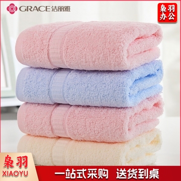 洁丽雅毛巾 纯棉柔软吸水素色全棉毛巾刺绣 6717 BC.205