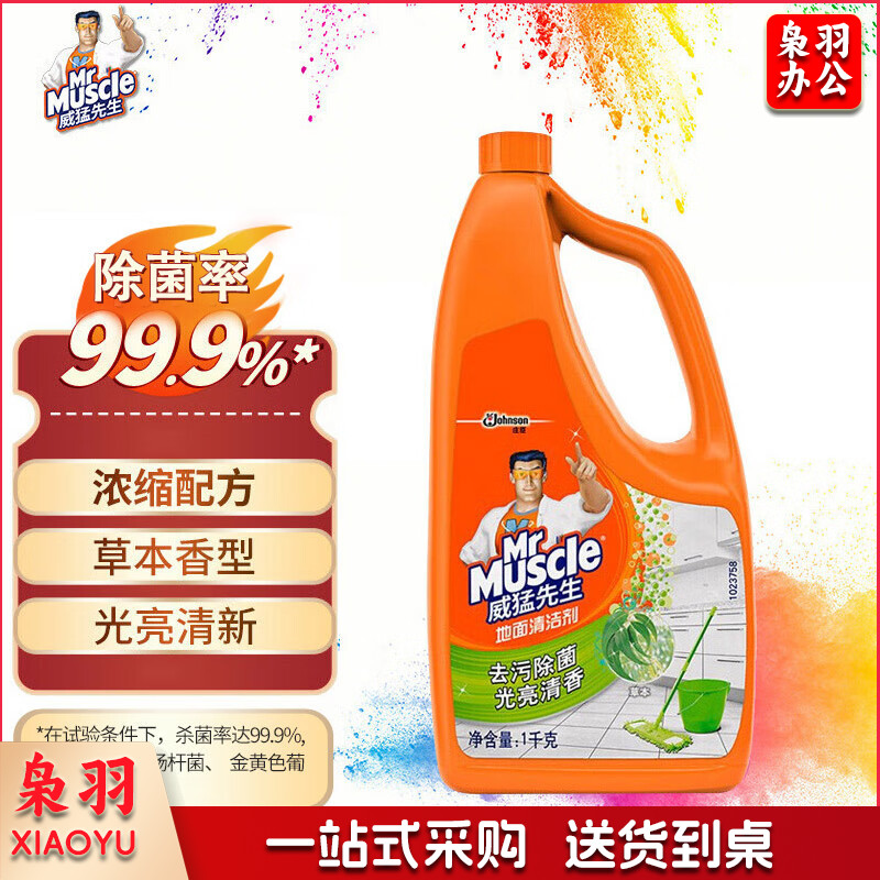 威猛先生（Mr Muscle） 地板清洁剂 1kg 草本香型 地板砖清洁剂 瓷砖除菌除垢 浓缩配方