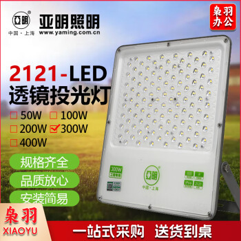 亚明 LED透镜投光灯 泛光灯户外防水射灯高杆灯探照灯 YM-2121系列-300W 足瓦透镜款 白光