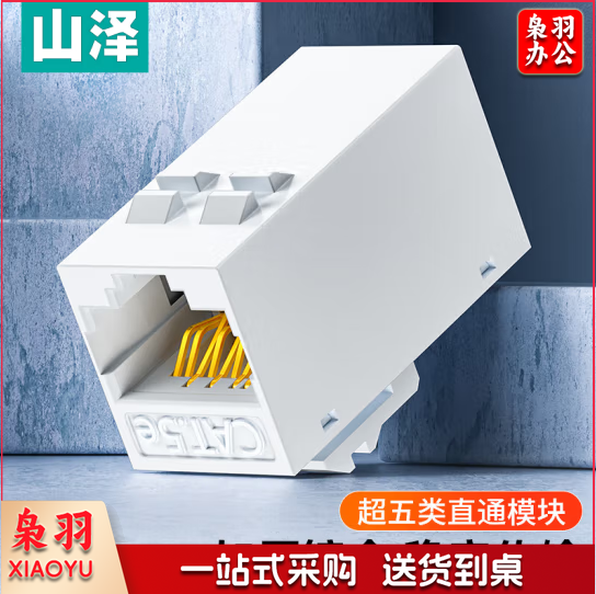 山泽（SAMZHE）超五类网络直通模块 RJ45母对母 网线延长 网线对接头双通头网络直通头模块 WAN-07 twkj-240218100454