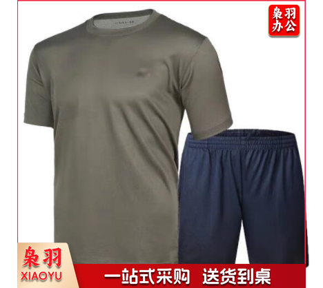 训练服 体能服套装 体能作训户外运动圆领 夏季速干透气带标志舒适弹力陆墨绿体能服短袖T恤短裤训练服