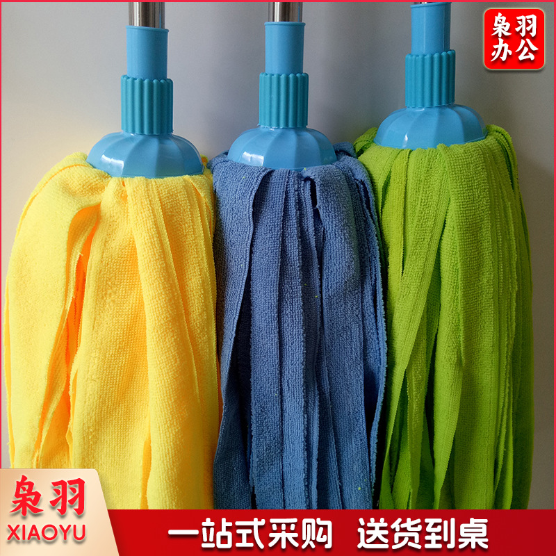 家用不绣钢杆圆头毛巾拖把超细纤维 纳米布老式一拖净吸水墩布