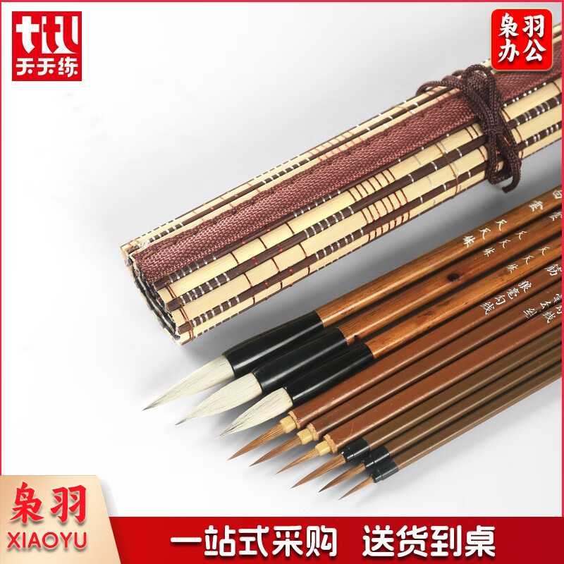 天天练（Tiantianlian）TN-0484 国画毛笔套装9支 初学者加健白云兼毫叶筋狼毫毛笔