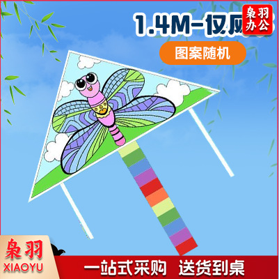 手绘风筝手工diy材料包绘画涂鸦儿童卡通玩具春季户外出游活动（填色风筝【1.4m】-仅风筝）