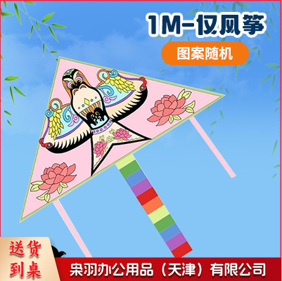 手绘风筝手工diy材料包绘画涂鸦儿童卡通玩具春季户外出游活动（填色风筝+1m【50m线+6色颜料+画笔+色盘】）