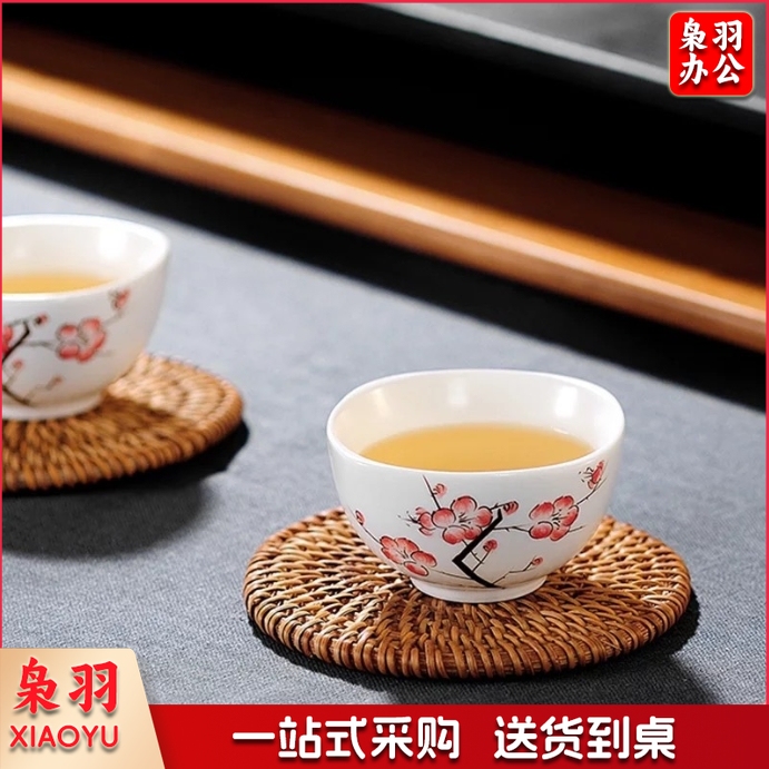 越南秋藤藤编杯垫壶垫餐桌隔热垫茶壶垫紫砂壶垫茶具配件（10厘米）