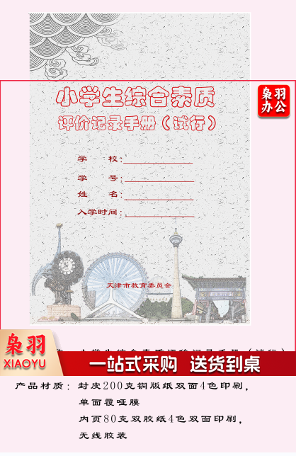 定制 小学生综合泰质评价记录手册  