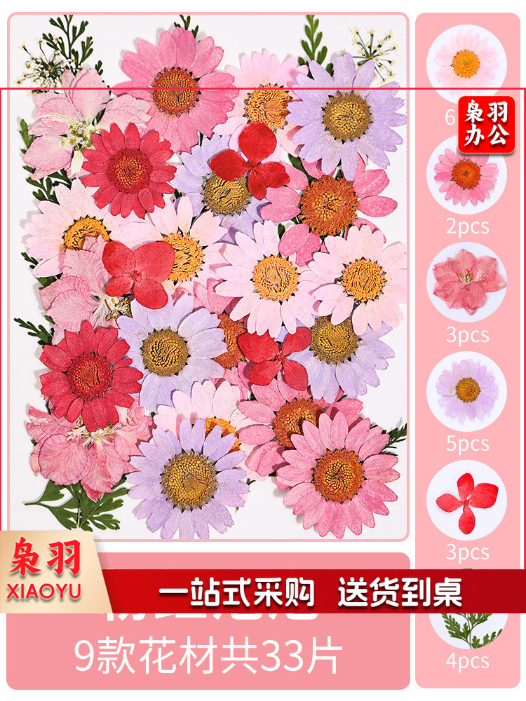 亚克力压花相框手工diy(粉红泡泡(干花包33片))制作材料包干花植物标本框透明装饰绘画框