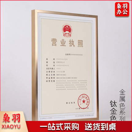 铝合金A3三证合一营业执照相框挂墙,工商税务画框,证书框 A3  挂式