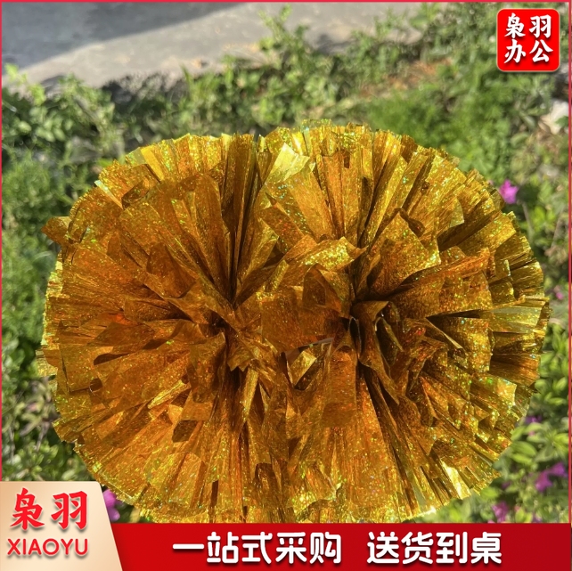 （大号六寸手柄款镭射红）啦啦队花球手拿花啦啦操跳舞运动会拉拉队手握舞蹈演出手柄镭射球