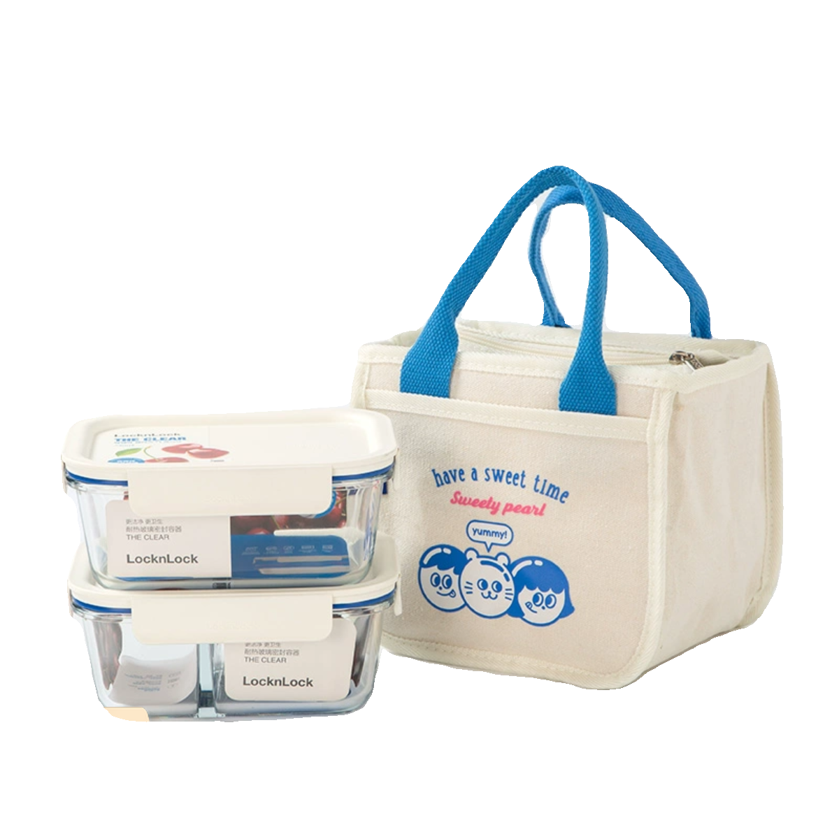 乐扣乐扣玻璃饭盒微波炉加热专用饭盒密封保鲜盒上班族带饭便当盒(630ml+740ml)