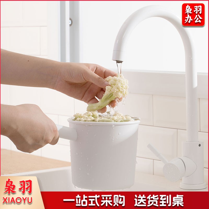 茶花朴简日式单手桶 家用厨房水瓢 浇花长柄水勺沐浴塑料手桶 贝利单手勺