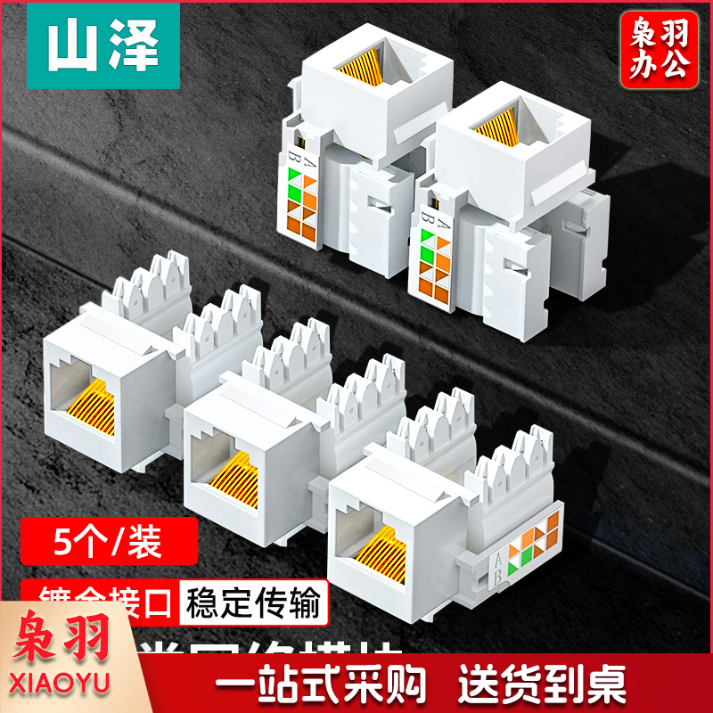 山泽（SAMZHE）超五类工程级 8P8C RJ45电脑网线插座 CAT5e网络面板模块 (五只装)