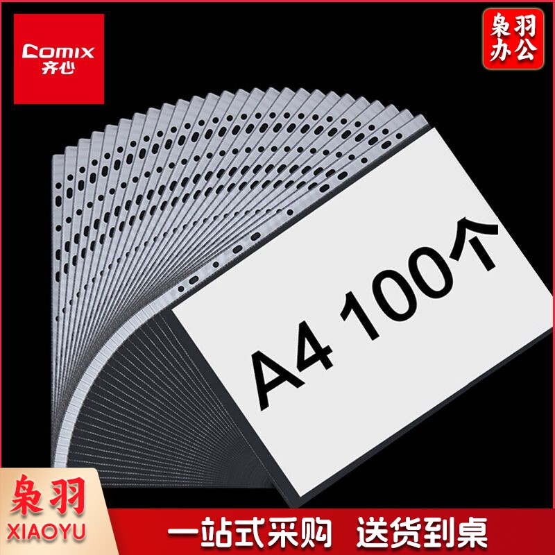 齐心 EH303A-1 A 4文件保护袋 11孔0.04mm 100个/套