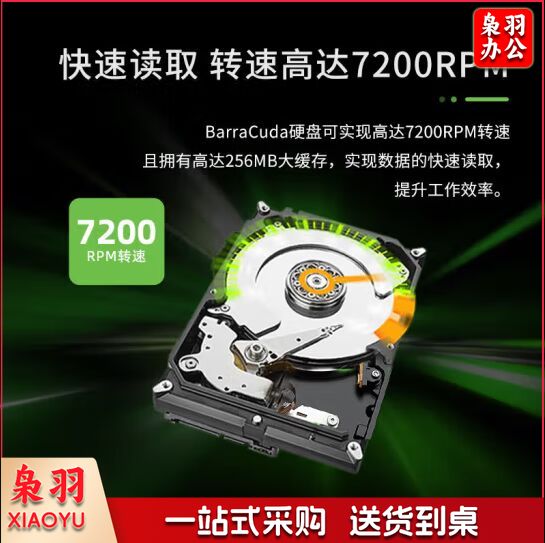 希捷(Seagate)台式机硬盘 1TB 7200转 256MB SATA 机械硬盘 希捷酷鱼BarraCuda系列(ST1000DM014)