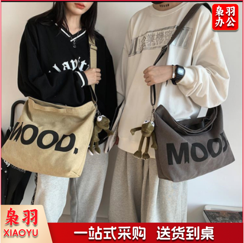 帆布包女单肩包斜挎包包布袋手提2023年新款大学生上课大容量手提包