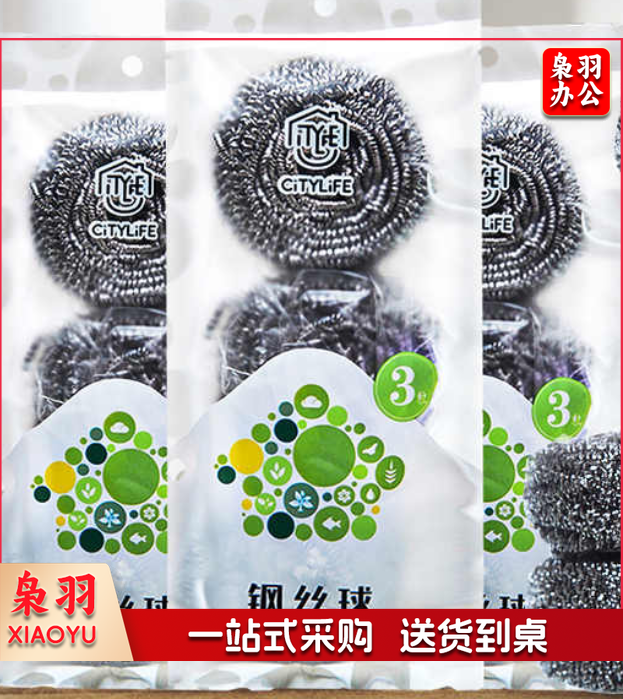 禧天龙（Citylnog）S-8666 钢丝球 金属钢丝球不锈钢清洁球 去垢去油污  3个装