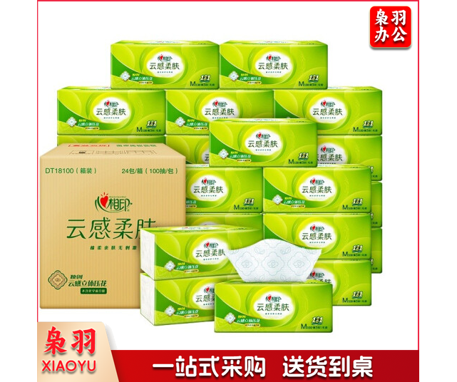 心相印 茶语系列盒装抽纸 办公室酒店商务会议接待面巾纸 2层*200抽*12盒 整箱发货 H200 企订