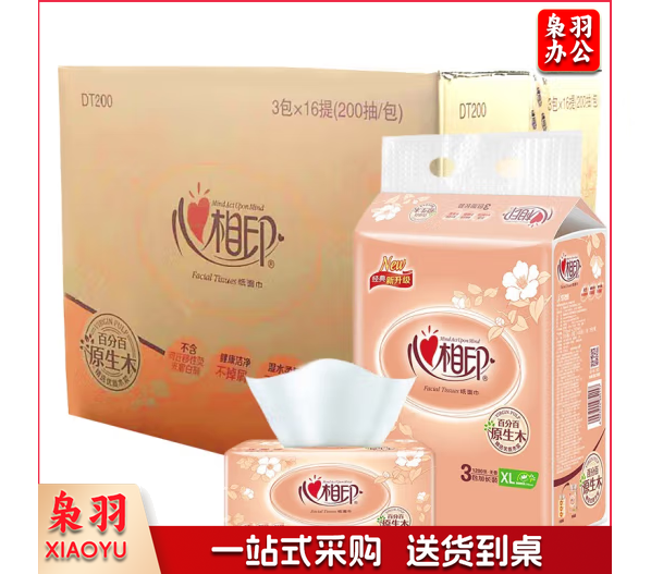 心相印抽纸  (加大码2层*200抽*48包) 整箱