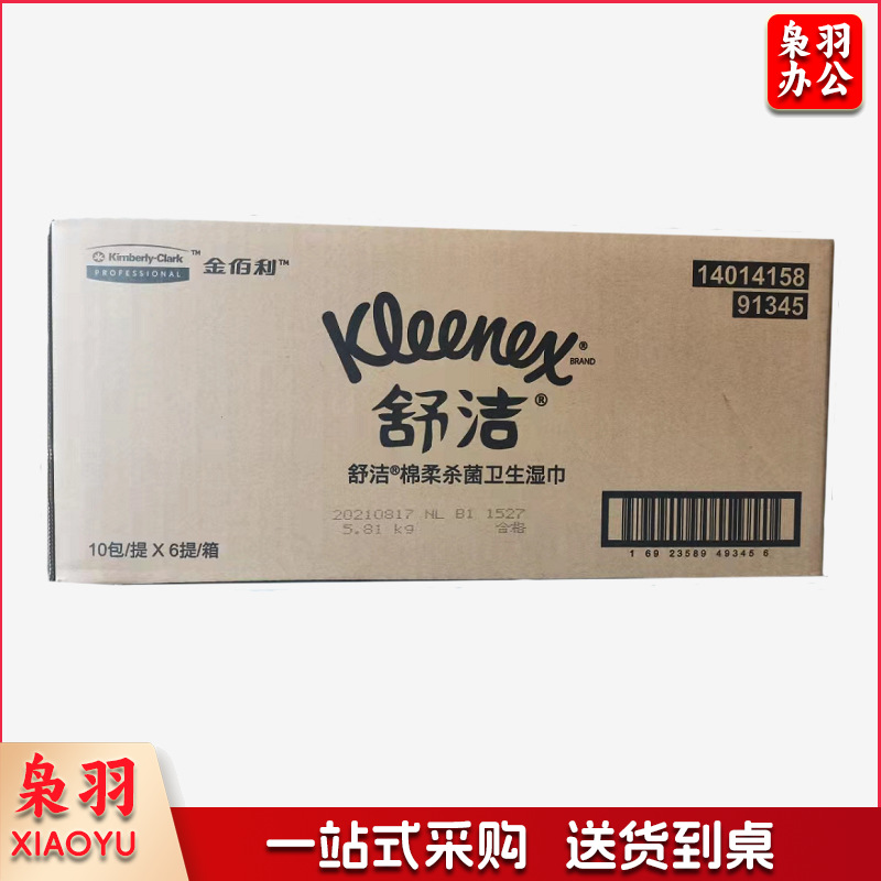 1101039583EA 舒洁 91345 棉柔杀菌卫生湿巾 150*200mm 10片/包*10包/提 白色 6提/箱 白色